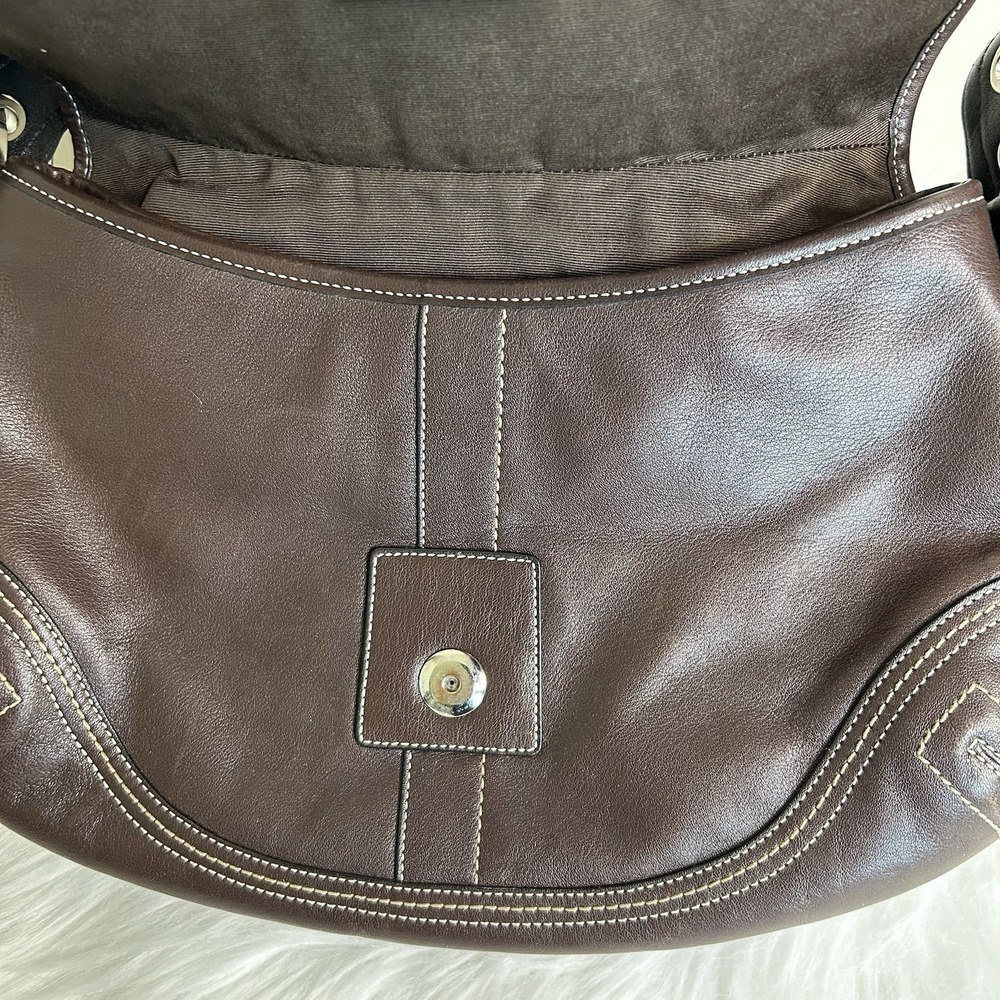 Coach Soho Buckle Flap Dark Brown Leather Shoulder Bag F10192 Good - Picture 6 of 11